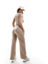 Фото #7 товара In The Style fITS v front wide leg joggers co-ord in mocha