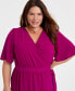 Фото #2 товара Plus Size V-Neck Butterfly-Sleeve Midi Dress