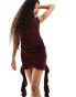 Фото #2 товара ASOS DESIGN Petite mini ruffle waterfall dress in plum