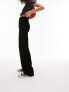 Фото #2 товара Topshop brushed rib straight leg trouser in black