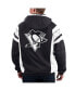 Фото #2 товара Куртка-худи с застежкой на половину Starter мужская NHL Black Ice черная, белая, Pittsburgh Penguins Home Team