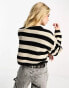 Only cropped jumper in black and cream stripe BLACK & CREAM STRIPE, XS - фото #4