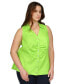 Фото #3 товара Plus Size Linen Button-Front Sleeveless Top