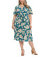 Фото #1 товара Plus Size Flutter-Sleeved Shirred Midi Dress