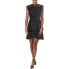 Фото #2 товара Auqua Women's Flutter Sleeve Layered Smocked Waist Dress Black Multi L