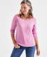 Фото #1 товара Women's Printed Scoop-Neck Long-Sleeve Top, Created for Macy's