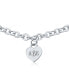 ფოტო #3 პროდუქტის Personalized Substantial Solid Link Heart Shape Tag Charm Bracelet Necklace 16" For Women .925 Sterling Silver Customizable