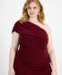 ფოტო #3 პროდუქტის Trendy Plus Size One-Shoulder Glitter Gown