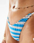 Фото #2 товара Bright Swimwear maria long island stripe tie side bikini bottom in blue and white