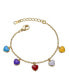 Фото #1 товара 14k Yellow Gold Plated Adjustable Bracelet with Multi-Colored Enameled Heart Charms for Toddler/Kids