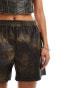 Noisy May faux leather shorts in washed brown