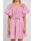 Фото #1 товара Women's Pleated Detail Puff Sleeve Mini Dress