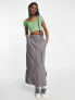 Daisy Street button front 90s crop top in soft khaki