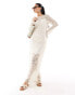 NA-KD crochet maxi dress with scoop back in light beige