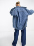 Фото #3 товара ASOS DESIGN Smiley denim shacket in mid wash blue