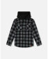 Big Boys Polar Fleece Shirt With Hood Black Plaid