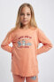 Фото #4 товара Kız Çocuk Baskılı Uzun Kollu Pijama Takımı