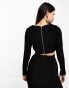 In The Style plisse crop top co-ord in black 40 - фото #6