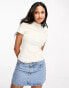 Vero Moda ribbed short sleeve top with seam detail in white 2XL - фото #2