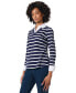 ფოტო #3 პროდუქტის Women's Cotton Striped Layered-Look Top