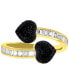 ფოტო #1 პროდუქტის Black Cubic Zirconia Two Heart Bypass Ring in Sterling Silver