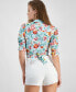 Фото #4 товара Women's Adele Button-Front Knot-Back Cropped Shirt
