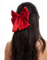 DesignB London satin hair bow in cherry red