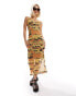 Noisy May stappy maxi dress in orange flower print