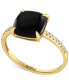 ფოტო #1 პროდუქტის EFFY® Onyx & Diamond (1/20 ct. t.w.) Ring in 14k Gold