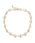 ფოტო #1 პროდუქტის Sterling Silver 14K Gold Plated Genuine Freshwater Pearl and Cubic Zirconia Link Adjustable Necklace