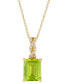 ფოტო #1 პროდუქტის Peridot (2-1/5 ct. t.w.) & Diamond (1/20 ct. t.w.) Emerald-Cut 18" Pendant Necklace in 14k Gold