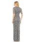 ფოტო #8 პროდუქტის Women's Beaded Fringe Short Sleeve Column Gown