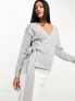 Фото #1 товара Glamorous wrap front jumper in grey marl knit