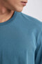 Фото #5 товара Футболка Defacto Regular Fit Базовая футболка с круглым воротом и короткими рукавами