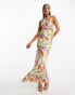 Фото #8 товара Forever New chain halter neck maxi dress in yellow and pink floral