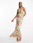 Forever New chain halter neck maxi dress in yellow and pink floral