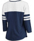 ფოტო #2 პროდუქტის Women's Heathered Navy, White Cleveland Indians Official Wordmark 3/4 Sleeve V-Neck Tri-Blend T-shirt