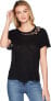 LNA 173266 Womens Kira Linen Blend Short Sleeve Tee Solid Black Size Medium