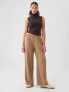 Wide-Leg Seamed Pull-On Pants