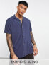 ASOS DESIGN relaxed viscose shirt in navy