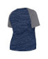 Фото #2 товара Women's Navy New York Yankees Plus Size Space Dye Raglan V-Neck T-shirt