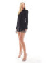 Фото #3 товара Bershka cut out back chainmail trim mini blazer dress in black