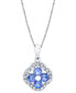 ფოტო #1 პროდუქტის Tanzanite (1 ct. t.w.) & Diamond (1/5 ct. t.w.) Flower Halo 18" Pendant Necklace in 14k White Gold