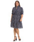 Фото #3 товара Plus Size Printed Short-Sleeve Shift Dress