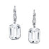 Silver-Tone Genuine Crystal Square Drop Earrings