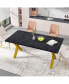 Фото #6 товара 70.87" Modern Square Dining Table With Printed Marble Tabletop+ X-Shaped Table Leg