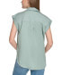 ფოტო #2 პროდუქტის Petite Button-Front Cap-Sleeve Shirt