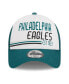 Men's White, Midnight Green Philadelphia Eagles Stacked A-Frame Trucker 9FORTY Adjustable Hat