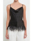 Фото #1 товара Women's Satin Cowl Neck Top with Feather