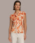 ფოტო #1 პროდუქტის Donna Karan Women's Tie-Neck Cap-Sleeve Blouse